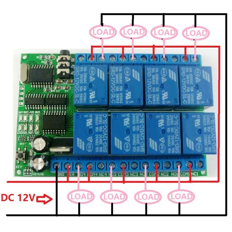 IG-AD22A08 DC12V 8 каналов DTMF реле MT8870 декодер телефон дистанционное управление переключатель