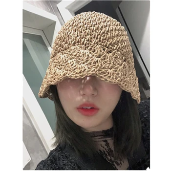 

Small Grass Crochet hand-made Bucket Hat Korea version summer sun visor fisherman hat basin hat summer thin WS-2001