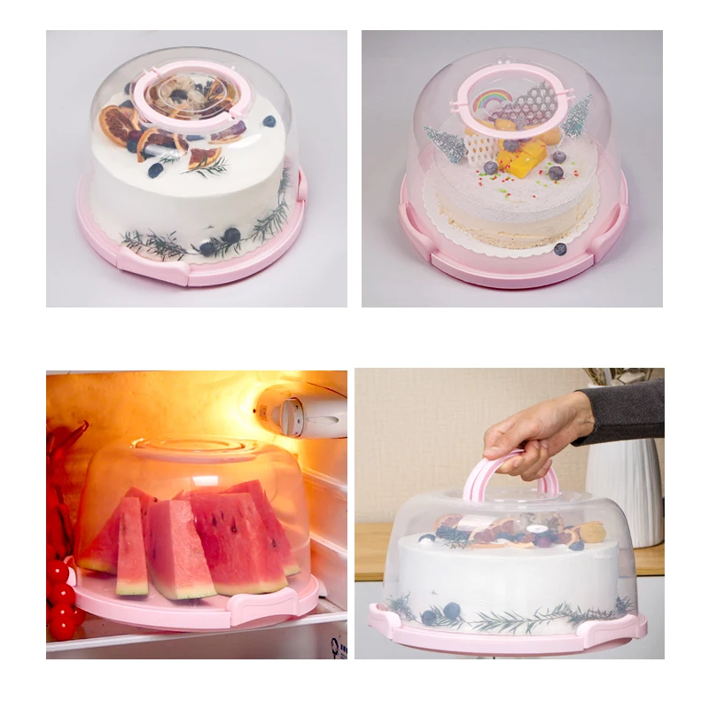 Transparent Portable Cake Box Food Fresh-Keeping Box Refrigerator Anti-cross Smell Box Fruits Vegetables Storage Boxs Holder