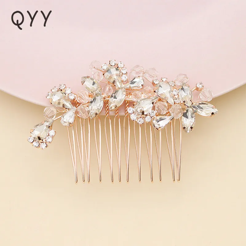 

QYY Newest Hair Clips Crystal Silver Color Wedding Hair Ornaments Alloy Bridal Hair Comb Headpieces for Women Hairpins Clips