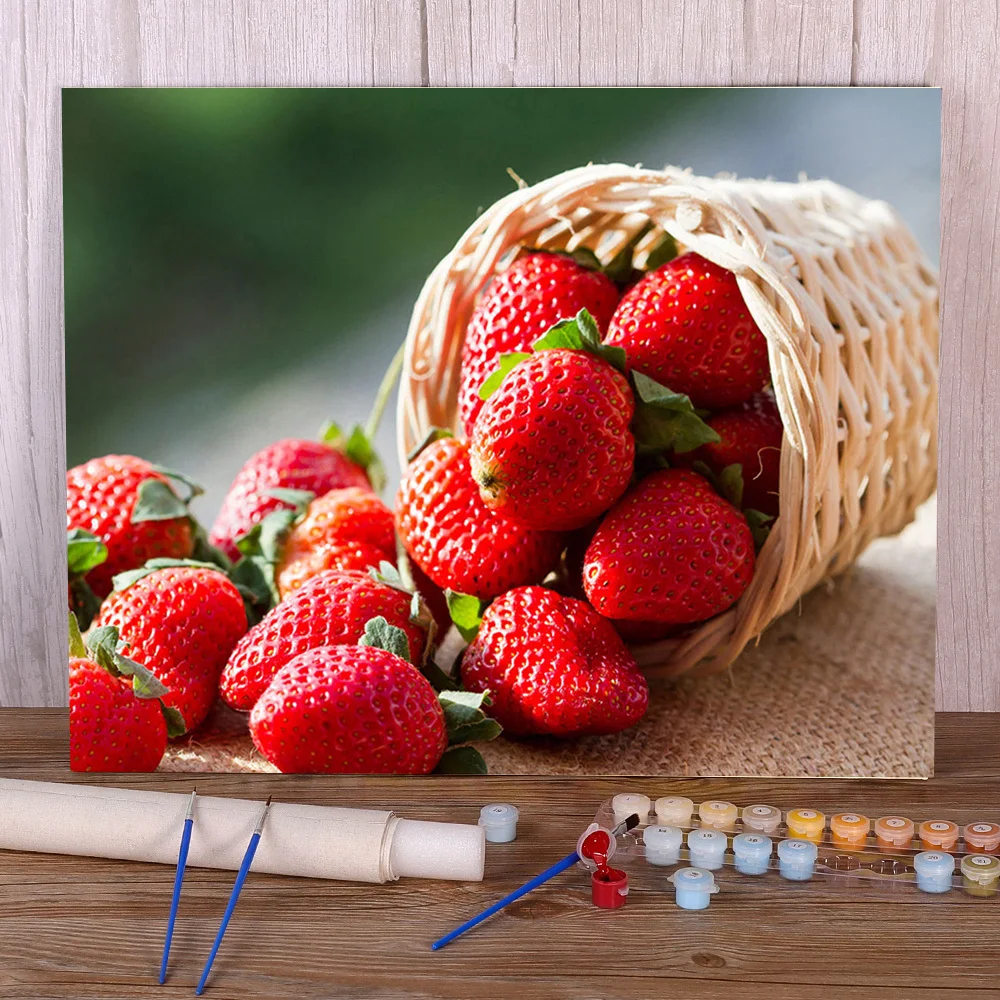 

Посылка на для рисования по номерам на холсте, фрукты, клубника, 40 х50