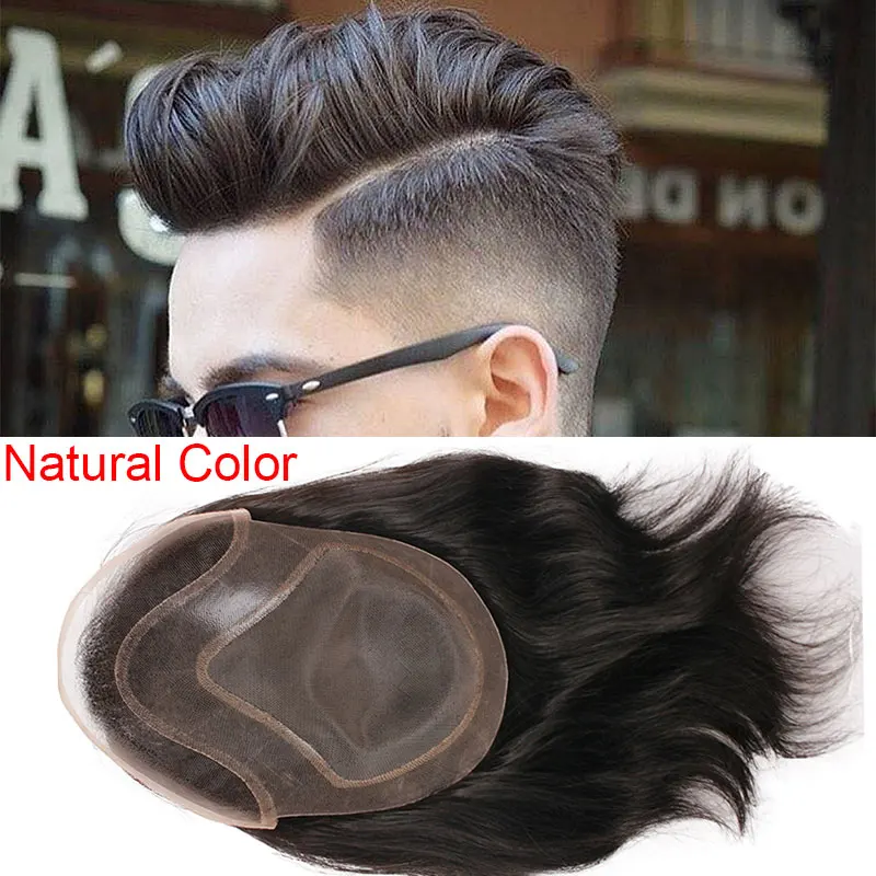 Natural Color Человеческие волосы, мужские парики, парик, французское кружево, заменяет мужчин, Т для мужчин, парик, тонкая кожа, европейские волосы remy, 613 блонд, цвет 1" x8", Eseewigs - Парик Цвет: Natural Color