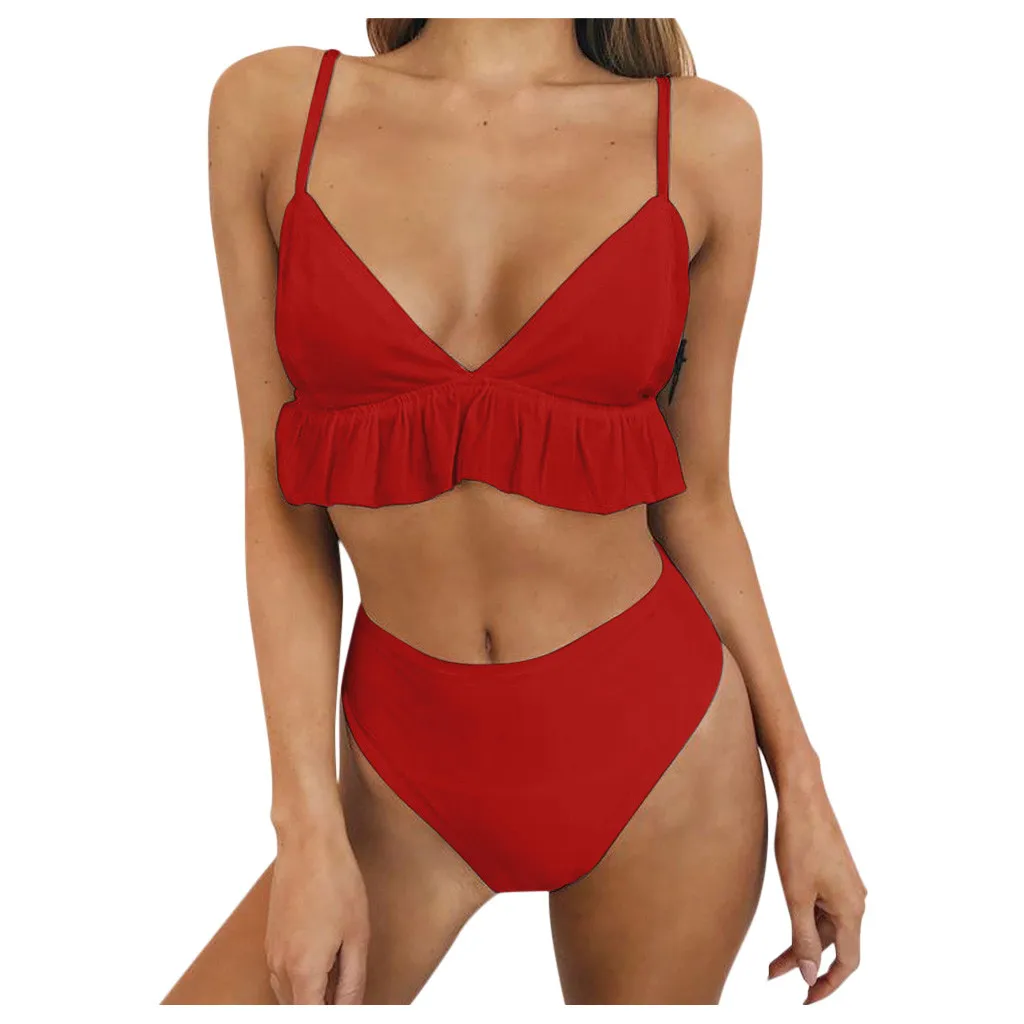 SAGACE Swimsuit Women Women Sexy Ruffled With High Waisted Bathing Suit