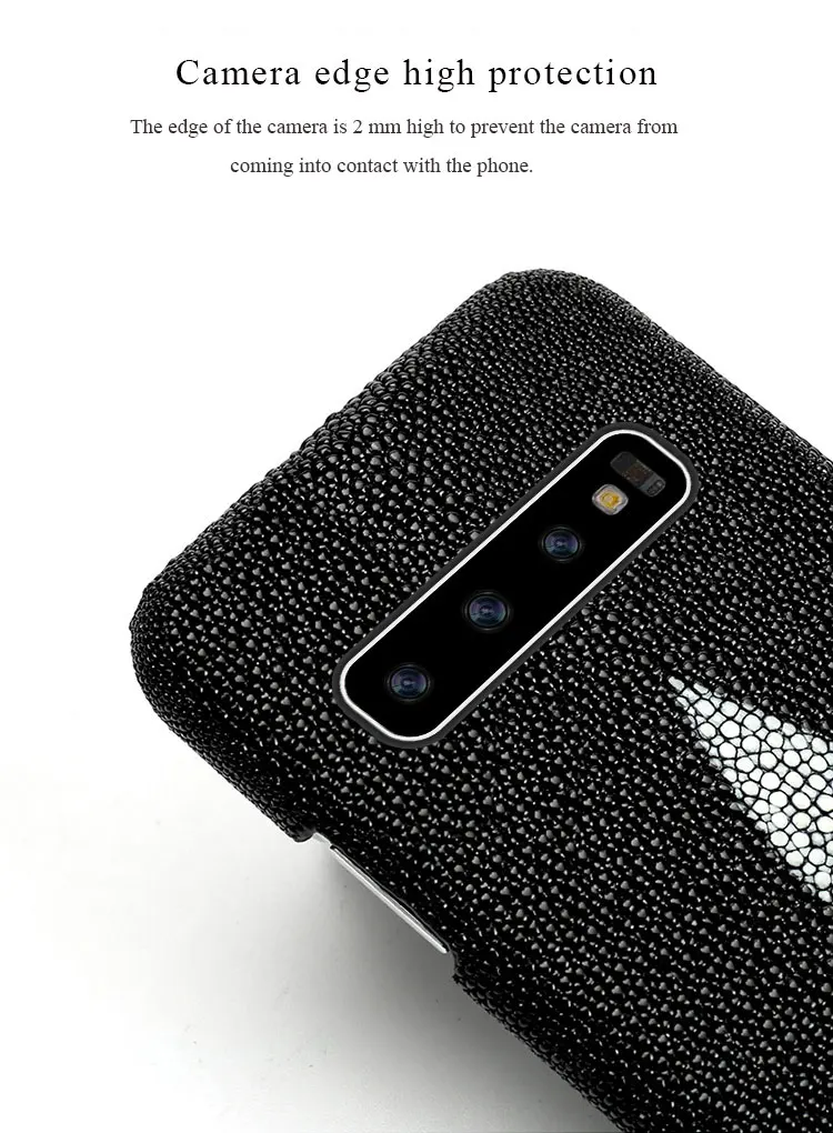 Чехол для s10 LANGSID из натуральной кожи ската, чехол для телефона для samsung Galaxy s10 plus, роскошный черный чехол, скатный чехол для s10