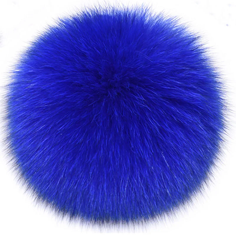 Blue Fox Pompon DIY натуральный Лисий Мех пушистый помпон для шапки натуральный Лисий мех большой шар помпон для шапки Skullies 12-13 см - Цвет: Blue Fox Pompon