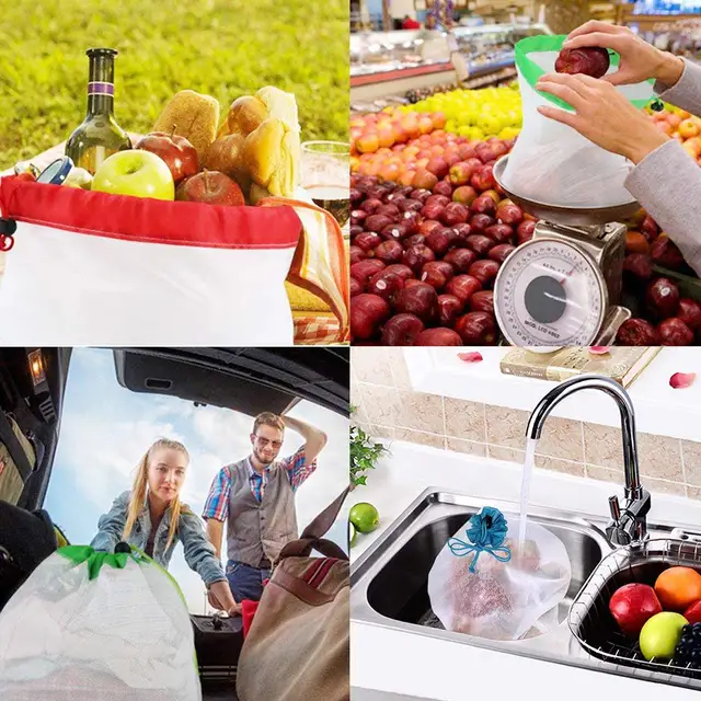 Nagy Mosható Újrafelhasználható Zöldségháló Táskák Friss Zöldségekhez Kakobarát - Image 5