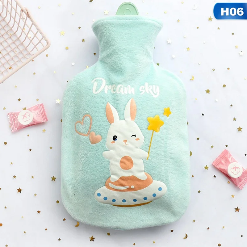 Мультфильм печатных мини для хранения бутылок с горячей водой инъекции воды взрывозащищенный теплый, с подогревом мешок для рук ног живот грелка - Цвет: H06