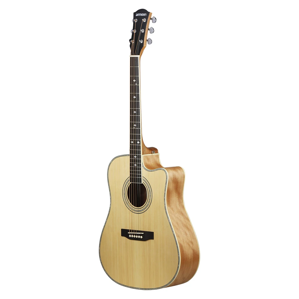 Ammoon 4" Cutaway акустическая народная гитара ель Topboard Sapele задняя панель и сервант палисандр гриф с Gig Bag Capo