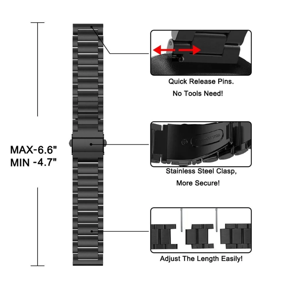 Stalowy pasek ze stali nierdzewnej dla Fitbit Versa/Lite/Versa2 inteligentny zegarek pas zastępczy 316L pas metalowy bransoletka Fitbit Versa 2 zespół