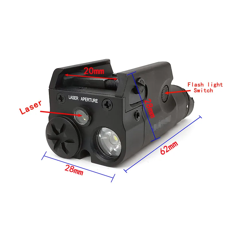 Tactical SF High Red dot Laser Pistol Gun Light Weapon Light Flashlight MINI LED White Hunting Airsoft For GLOCK 20mm-3