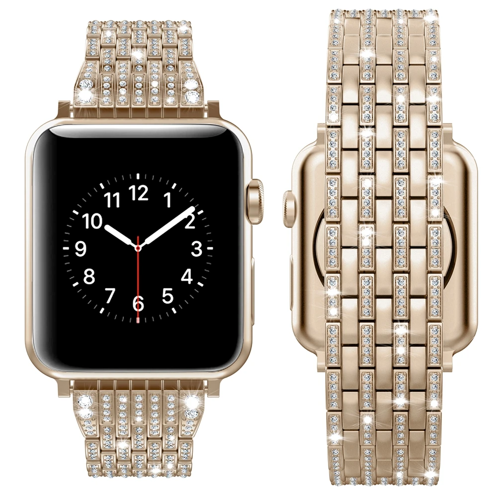 Шикарный ремешок для Apple Watch, ремешок, Кристальные стразы, женский роскошный браслет с бриллиантами, цинковый сплав, ремешок для iWatch, серия 5, 4, 3, 2, 1