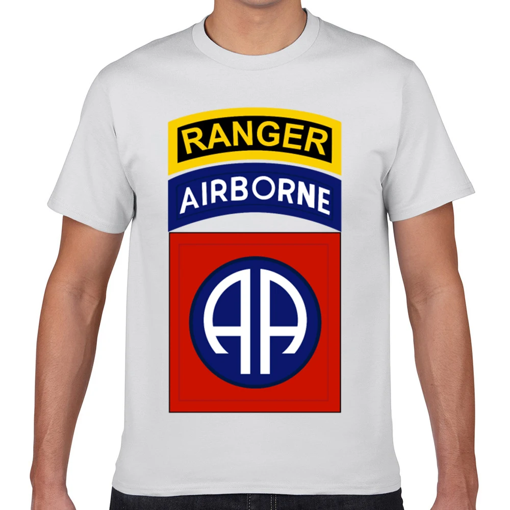 Футболка для мужчин 82nd airborne с рейнджером таб летняя белая короткая мужская