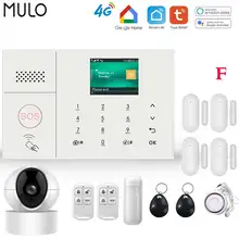 MULO – système d'alarme de sécurité 4G 3G pour maison, avec détecteur de mouvement intelligent et capteur de porte PG108 
