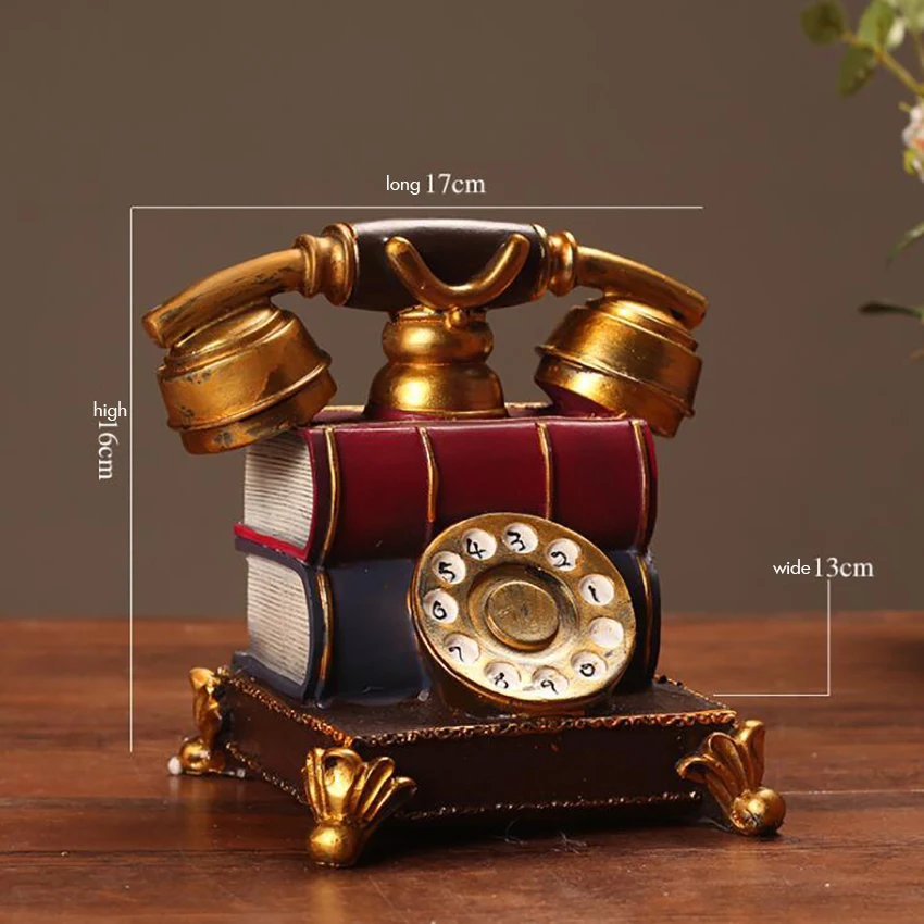 Artificial Telephone Ornament Vintage Telephone Model Resin Fake Book Phone Decoration Creative Home Retro Ornament Decorative Phone for Bar Office Desk