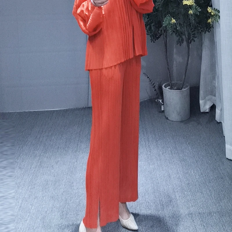 MIYAKE fold PP серия большой размер Женская одежда тонкие прямые брюки раздельные цвета девять цветов брюки повседневные брюки