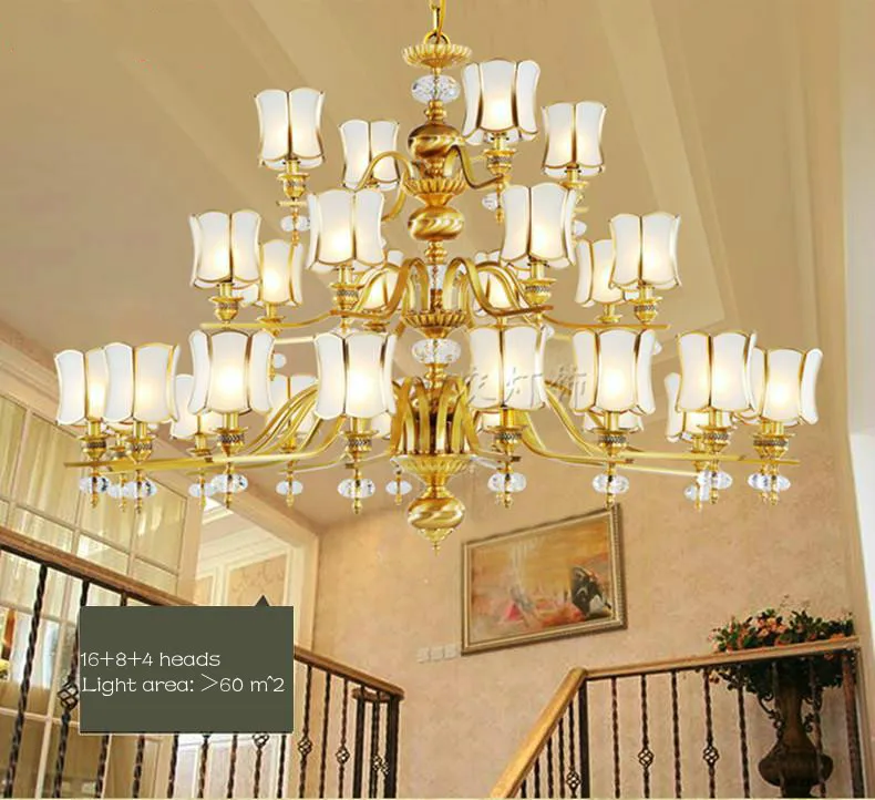 Винтажная медная люстра с 28 головками большая латунная лампа для гостиной