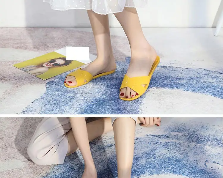 Size 36-41 Women's Sandals Slippers Summer Zapatos Mujer Flat Shoes Mules Clogs Female Peep Toe Soft Bottom Non-Slip Chaussures