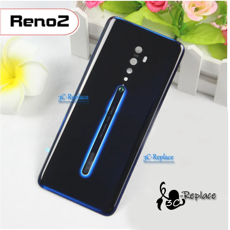 Luminous Black Новинка, 6,5 дюйма, для Oppo Reno2/Reno 2, задняя крышка, крышка для батареи, корпус, чехол, Задняя стеклянная линза, запчасти для замены - Цвет: Luminous Black