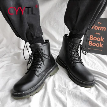 

CYYTL Winter Fashion Ankle Boots Men High Quality Motorcycle Boots Footwear Comfort Casual Shoes Leather Sneakers Botas Hombre