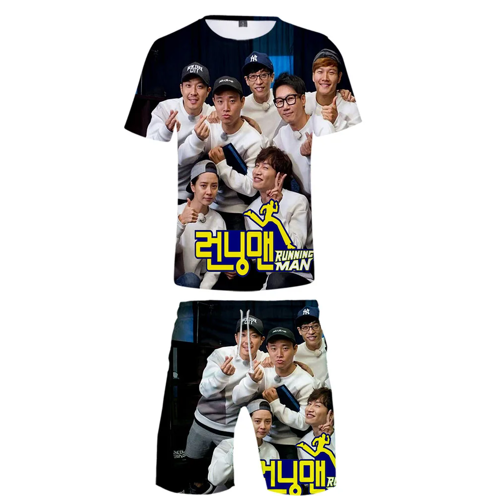 Спортивный костюм мужской/женский корейский Костюм для бега и ТВ-шоу комплект из