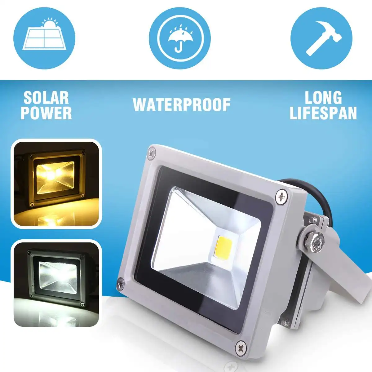 

10W LED Soalr Flood Light Outdoor Lighting Garden Spotlight Waterproof White / Warm White