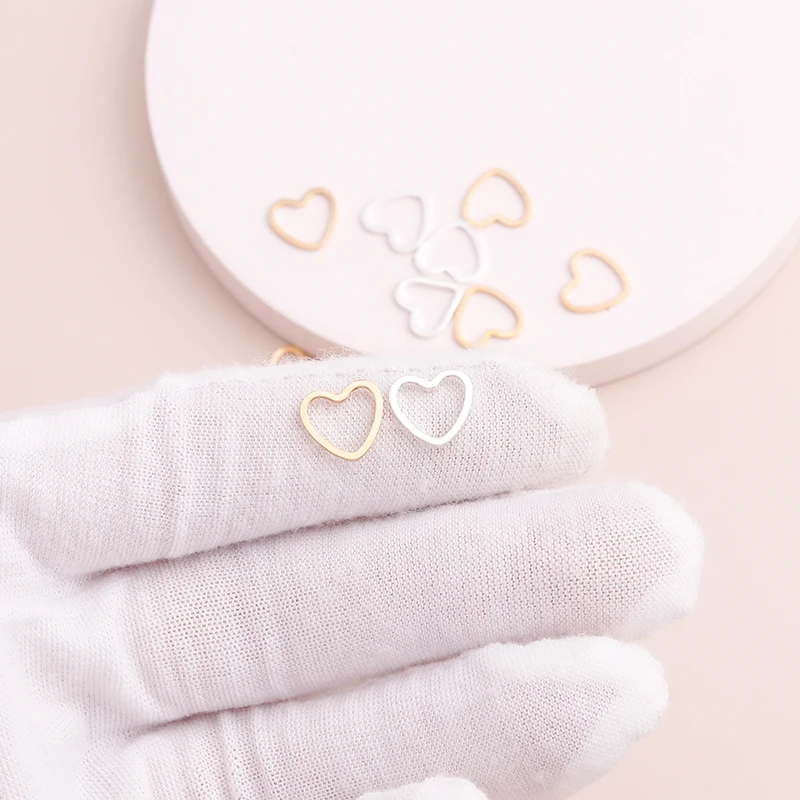 Small Hollow Hearts Connectors Beads DIY Bracelets Necklaces Gold Silver Color Charms Jewelry Making Findings 100pcs alloy heart charms silver charm silver charms metal charm jewelry charms