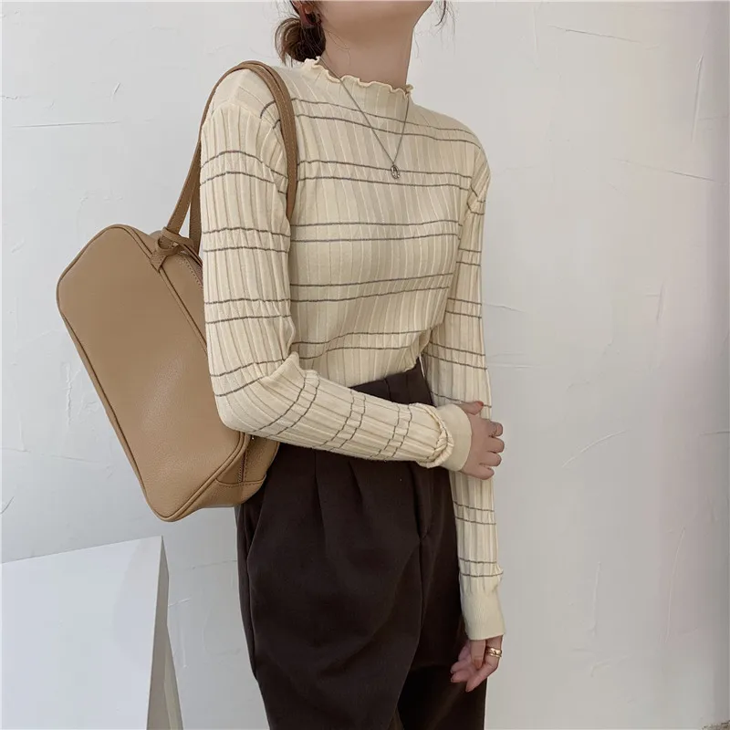 

New Pattern Autumn Winter Half High Collar Undershirt Woman Temperament Wear Out Sweater Knitted Long Sleeves Self Cultivation