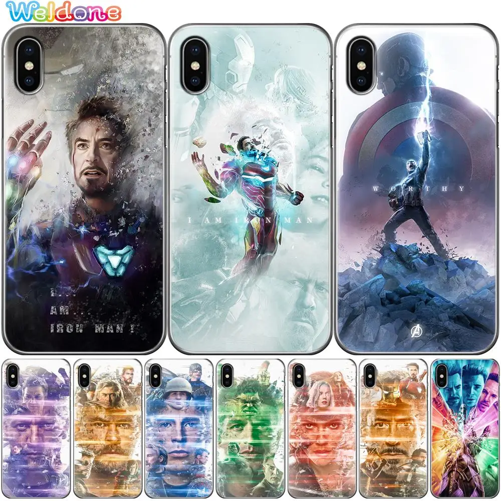 

Marvel Avengers Captain Iron man Black widow Phone Case Cover For iPhone 11 Pro Max XS Max XR X 8 6S 7Plus 5S case cover etui