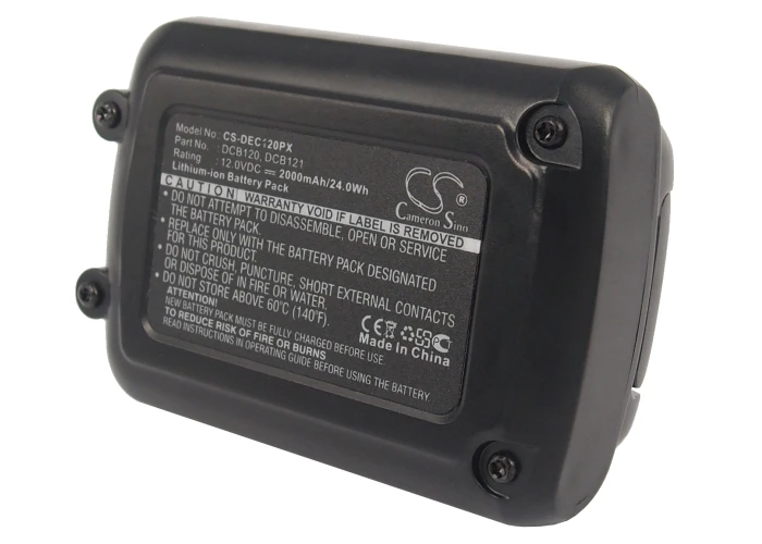 Аккумулятор Cameron Sino для 12 в MAX Li-Ion DCD710 DCD710S2 DCF610 DCF610S2 замена Dewalt DCB120 DCB121 2000 мАч |
