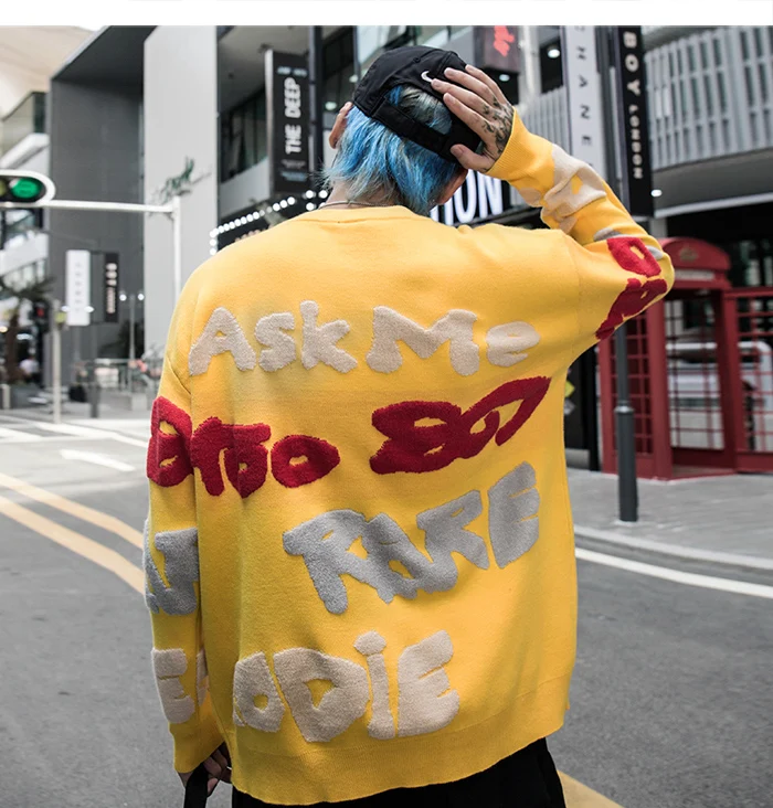 Aelfric Eden модный мужской свитер с буквенным принтом осень Harajuku хип хоп топы оверсайз Повседневная Уличная одежда пуловер верхняя одежда