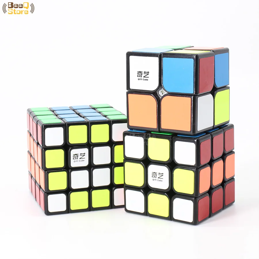 Qiyi 2x2 3x3 4x4 5x5 волшебный куб QiyuanS QizhengS скоростной головоломка WarriorW Qidi Black Stickerless 3 шт. 4