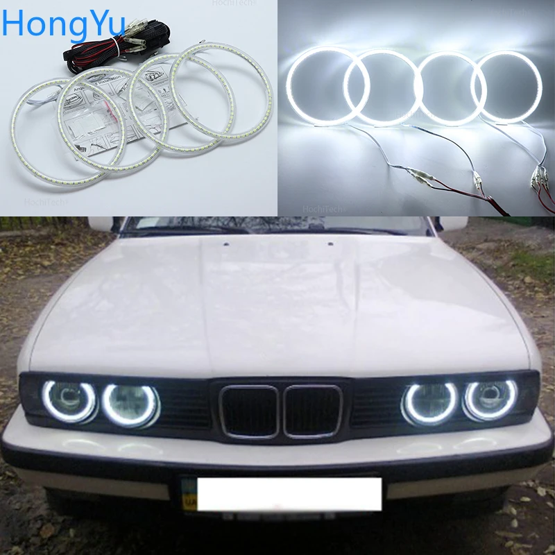 Qiuko Car 4pcs 120mm RGB 5050SMD LED Flash Angel Eyes Halo Ring Light for BMW E30/E32/E34 DRL Headlight With 24 Keys Controller