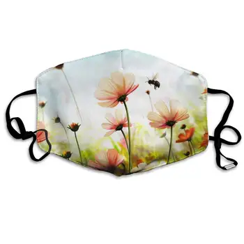 

Mouth Face Mask, Cute Bee Beautiful Summer Flowers Anti Dust Face Mask Cover Mouth for Adults and Teens
