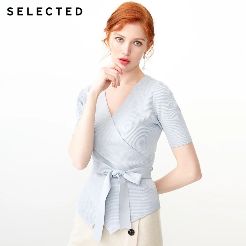 Женская трикотажная одежда из эластичного материала с v-образным вырезом на