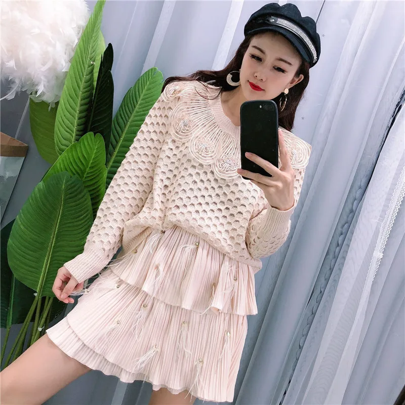 WHITNEY WANG Осень Зима Мода 3D Цветы Питер Пэн воротник свитер женский джемпер sueter mujer invierno
