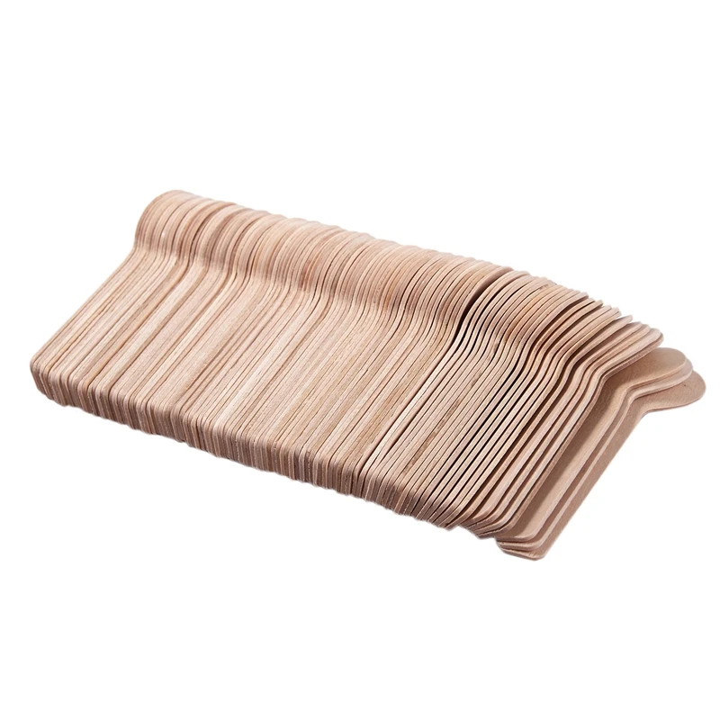 100Pcs Disposable Wooden Spoon Mini Ice Cream Spoon Wood Western Dessert Scoop Wedding Party Tableware Kitchen Accessories