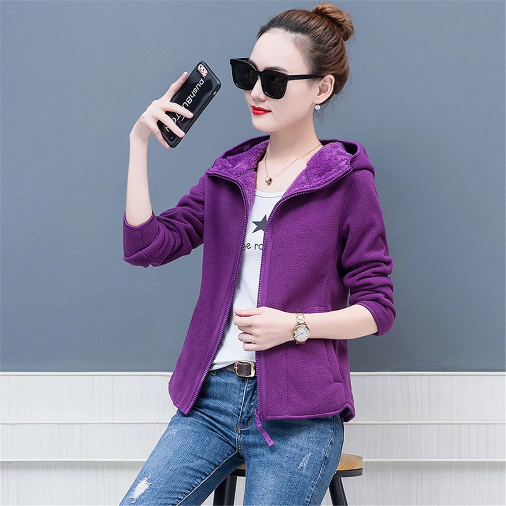Purple Женские Новые походные куртки, уличная спортивная одежда, утолщенная флисовая женская бархатная зимняя теплая куртка для кемпинга, походов, лыжного спорта, женские куртки - Цвет: Purple