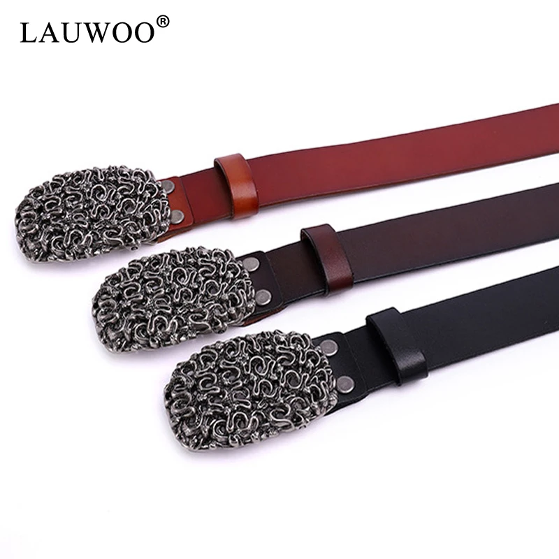 LAUWOO, натуральная кожа, тяжелый металл, заклепки, панк, ремни для мужчин, рок-жеребец, ковбойский ремень, мужской пояс, пояс, Cinturon Mujer