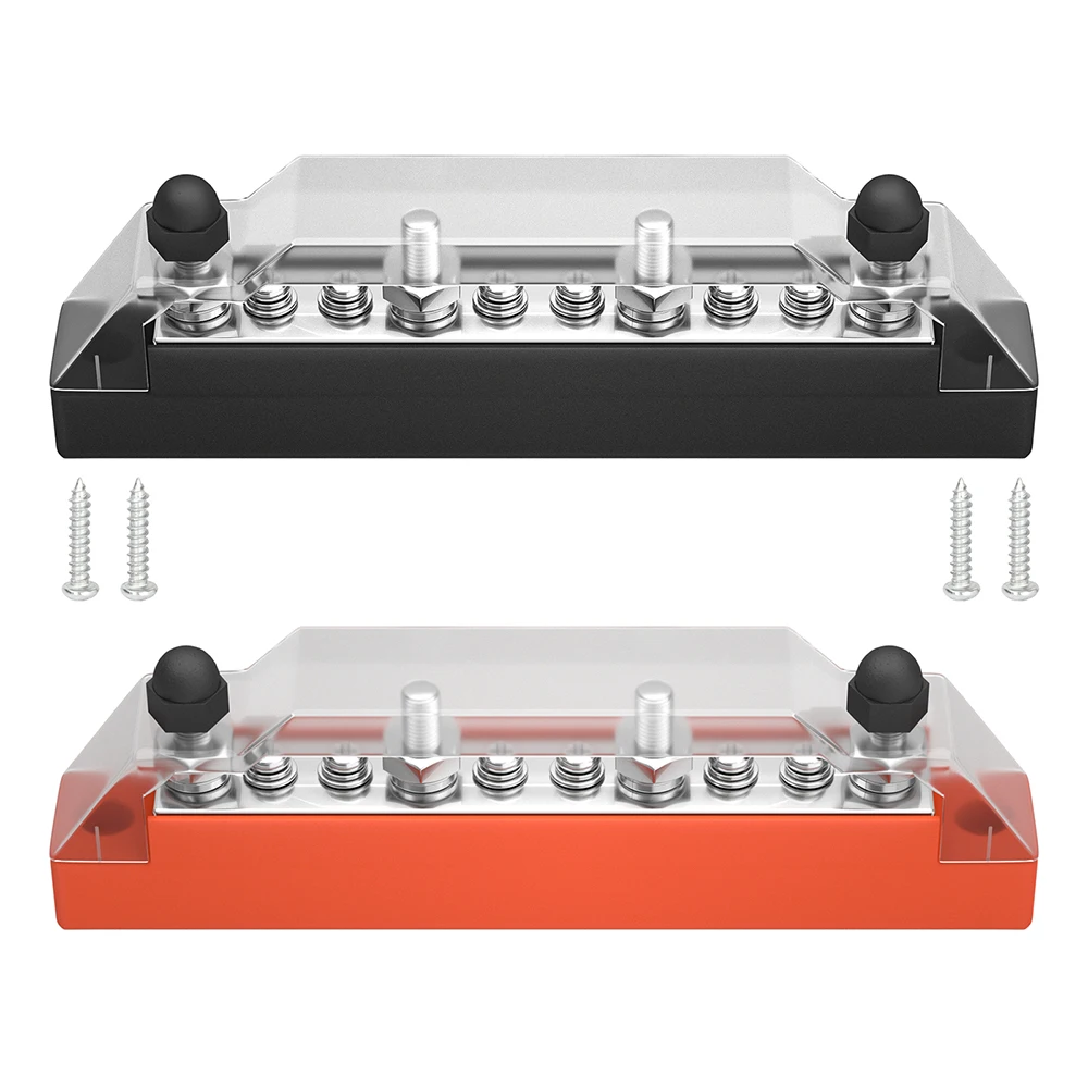 12V Bus Bar, Red Black Battery Power Distribution Block, Terminal Block M6  Terminal Studs M4 Terminal Screws, Busbar with Ring Terminals Cover, for