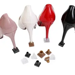 2Pcs Woman High heels Shoe Covers Square TPU/PVC Material Soft Damping Heel protector Silencer Non-slip Heel protector