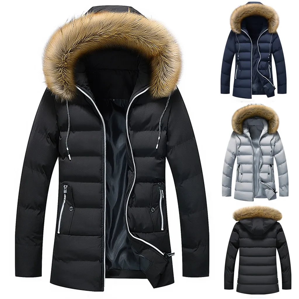 

Men's Winter Mid-length Pure Color Thickened Hoodie Cotton-padded Jacket Coat 2019 High Capacity Hot Selling Dropship Wholesale