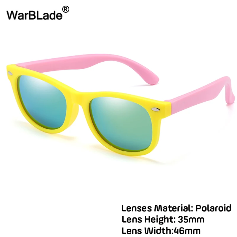 yellow pink 2 WarBlade Новые поляризованные детские солнцезащитные очки, детские солнцезащитные очки, силиконовые защитные очки для мальчиков и девочек, подарок для ребенка, UV400 очки с коробкой - Цвет линз: yellow pink 2