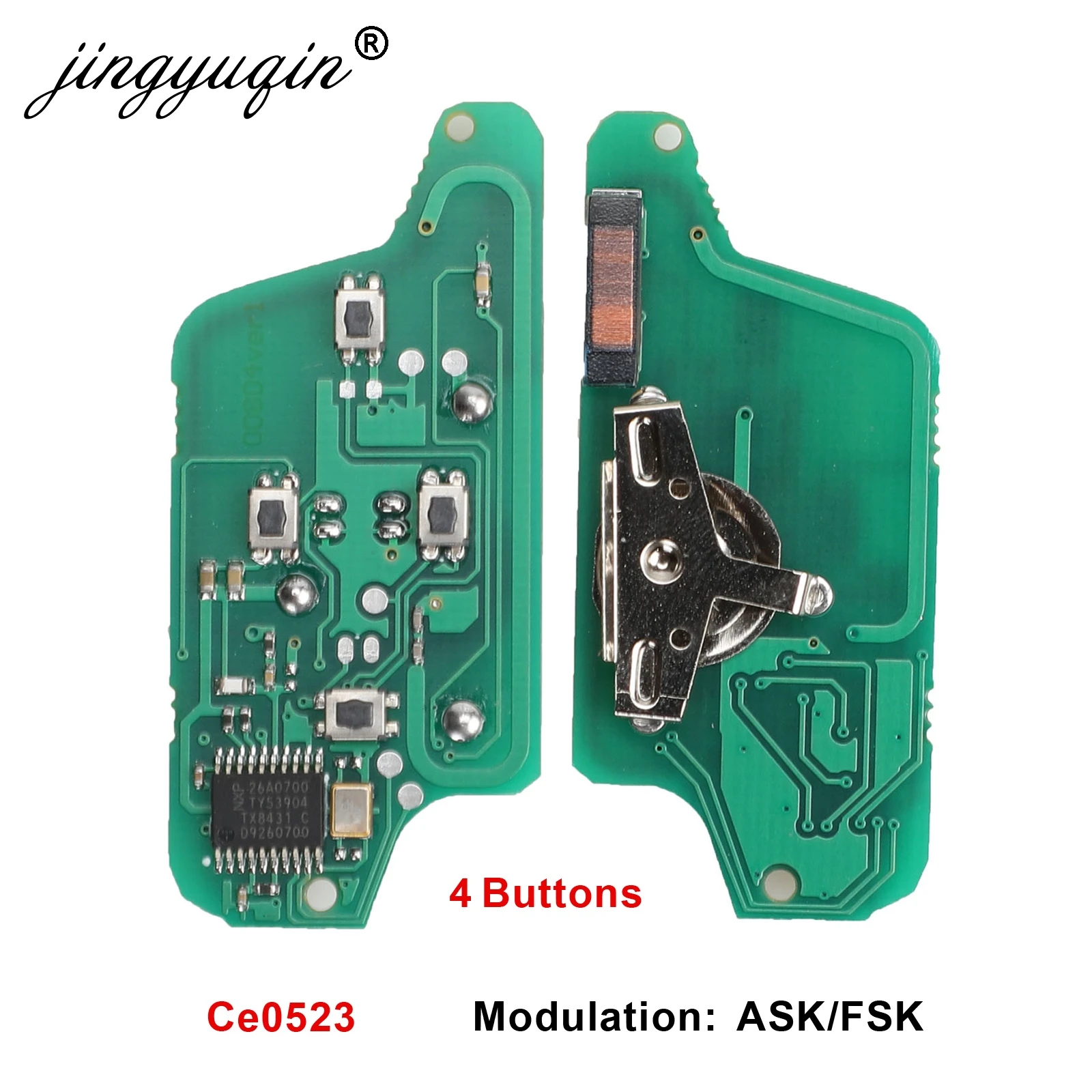 Печатная плата jingyuqin ASK/FSK 433 МГц 4 кнопки для Peugeot 1007 Citroen C8 CE0523 раскладной пульт