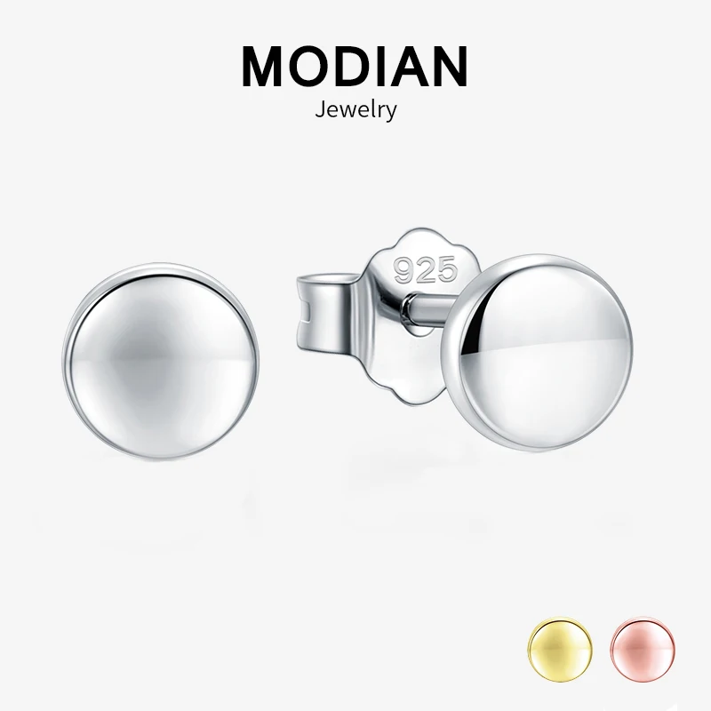 Modian vendita calda 100% argento Sterling 925 moda carino lusso oro e oro rosa colore tondo orecchini per le donne gioielli raffinati