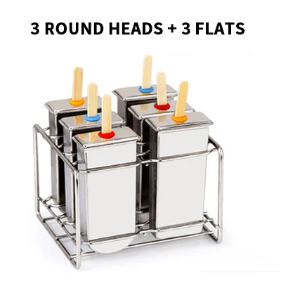 3pc round 3pc flats Форма для мороженого из нержавеющей стали, домашняя форма для мороженого, сделай сам, форма для мороженого, продукция для мороженого - Цвет: 3pc round 3pc flats