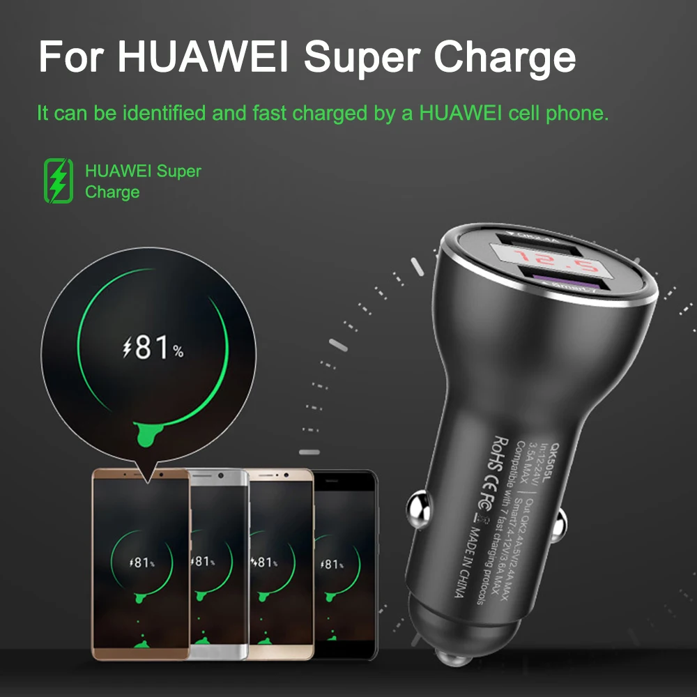 KKMOON Quick Charge Dual USB FCP QC3.0 для Huawei P10 Plus mate 9/10 Pro Honor 8 9 V9
