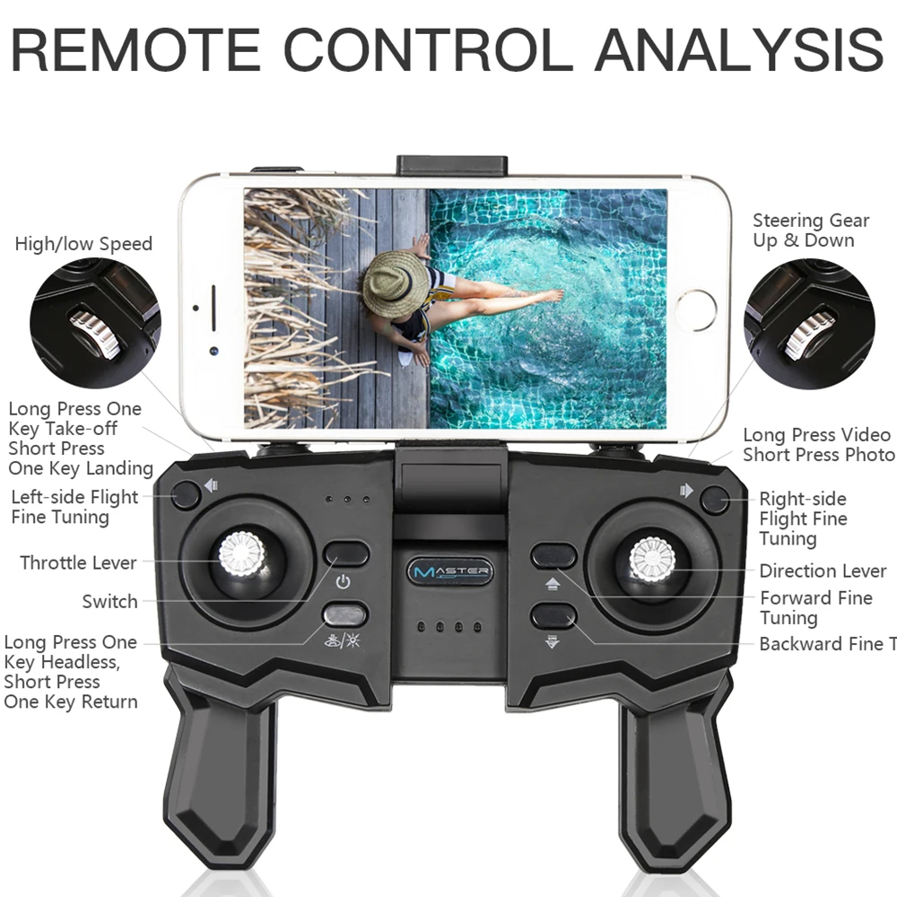 drone 4K camera HD 1080P WIFI drone FPV height maintenance quadcopter fixed-point surround RC helic