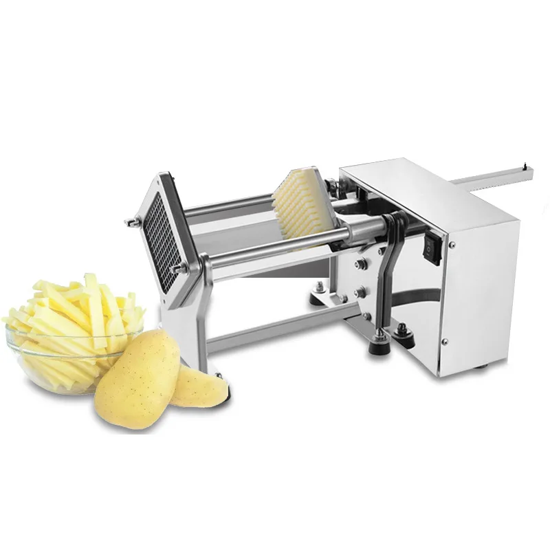 

220V Commercial French Fry Cutter Stainless Steel Potatoes Strips Slicer Machine Electric Vegetable Fruit Potato Chips Cutting