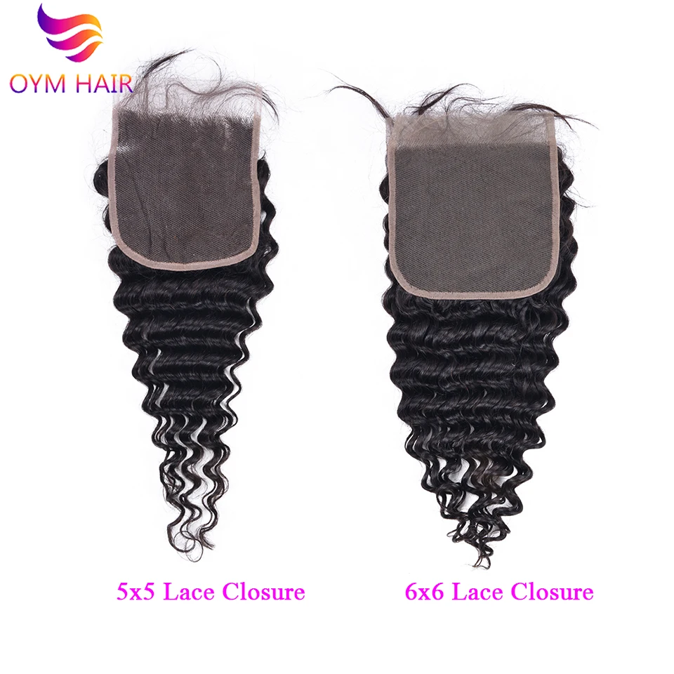 OYM волнистые волосы пряди с закрытием не Реми перуанские человеческие 4x4 5x5 6x6