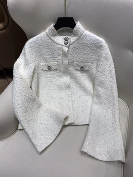 

2020 new ladies high quality fashion long sleeve high neck chain jacket jacket 0924